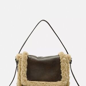 Zara Faux Shearling Crossbody Bag